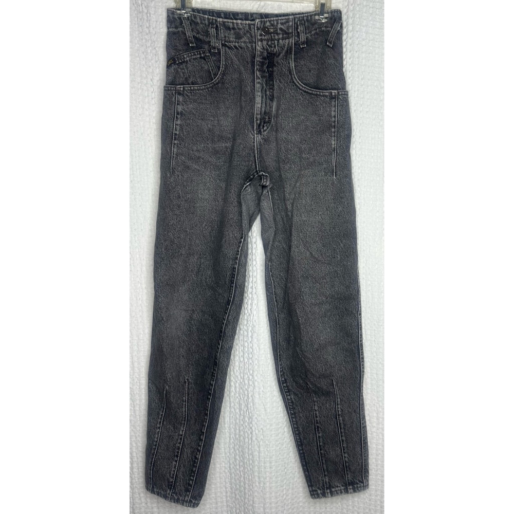 Vintage Women's Lee Black / Gray Acid Wash High Rise Mom Jeans Size 9